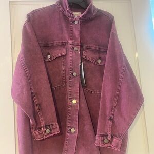 Tractr Washed Plum Denim Jacket